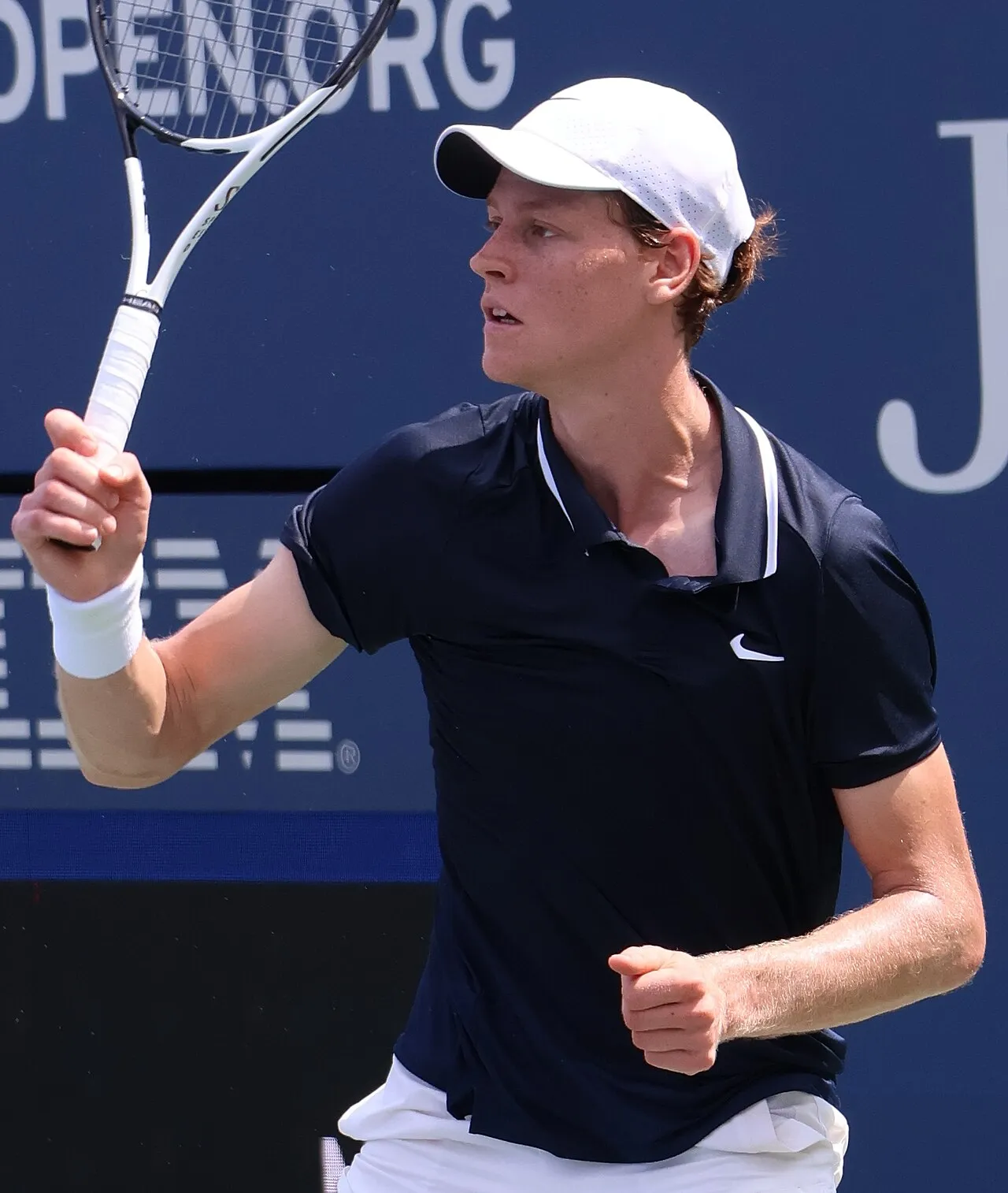 Jannik Sinner tijdens een training voor de US Open van 2024