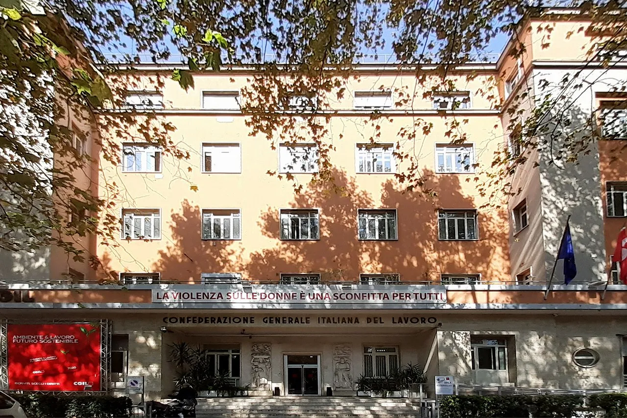 Hoofdkantoor van vakbond CGIL in Rome, het gebouw dat in 2021 werd bestormd